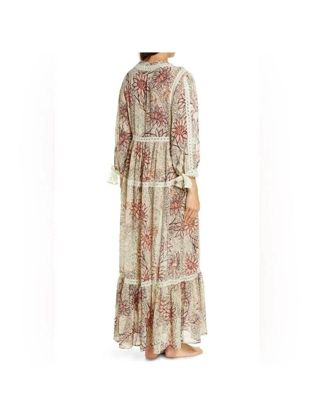 Free People Intimately Lace Long Robe Grasslands Kimono Size XS/S